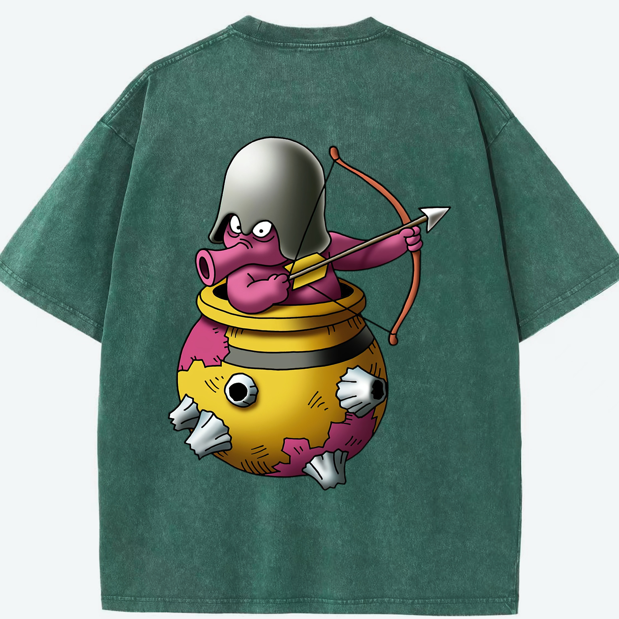 （画像用） ドラゴンクエスト Doragon Kuesuto Dragon Quest 綿100% ヴィンテージ風 半袖Tシャツ（背面プリント）
